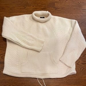 Nearly New J. Crew Cream Merino Wool Funnel Neck Sweater  (Size XXL)